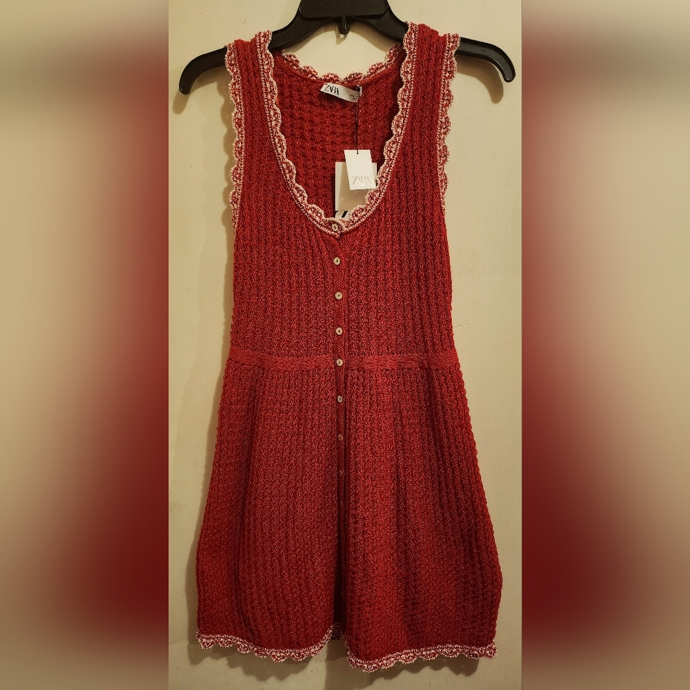 Zara Pointelle Knit Mini dress Small New